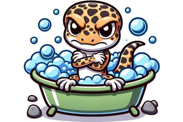 Leopard Gecko Taking a Bath