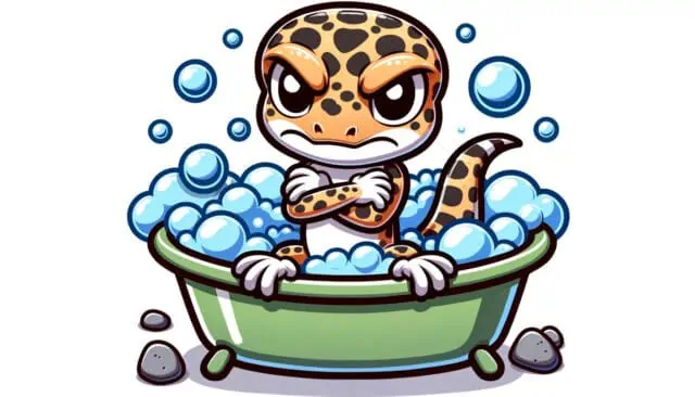 Leopard Gecko Taking a Bath