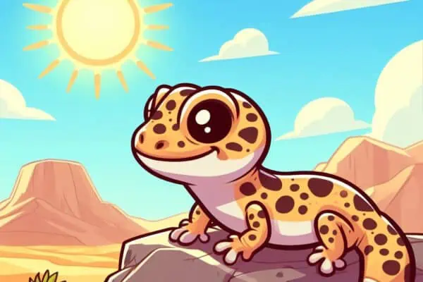 Leopard Gecko enjoying the temperature and humidity in the desert