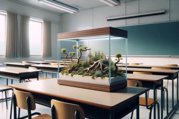 Vivarium in classroom for leopard gecko