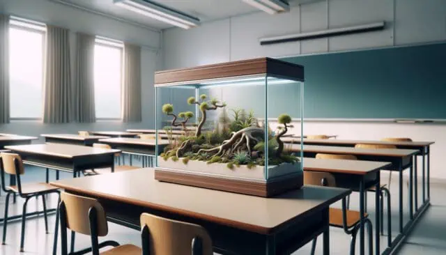 Vivarium in classroom for leopard gecko